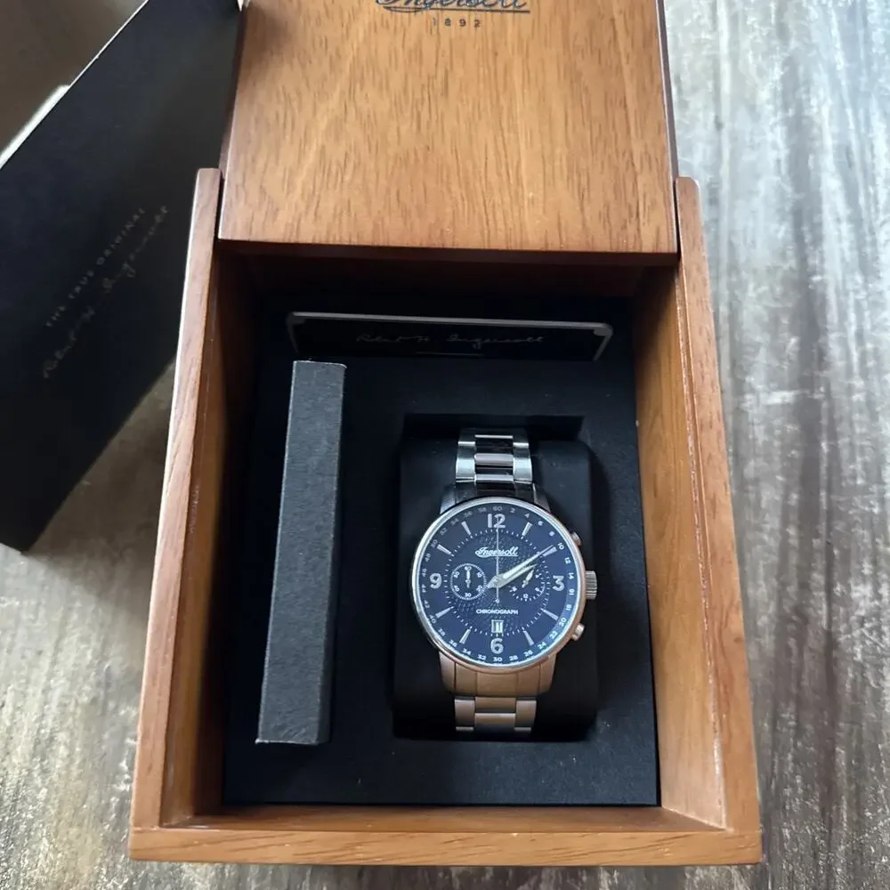 Ingersoll Grafton I00605 Men's Chronograph Watch Blue Dial 42mm New Box